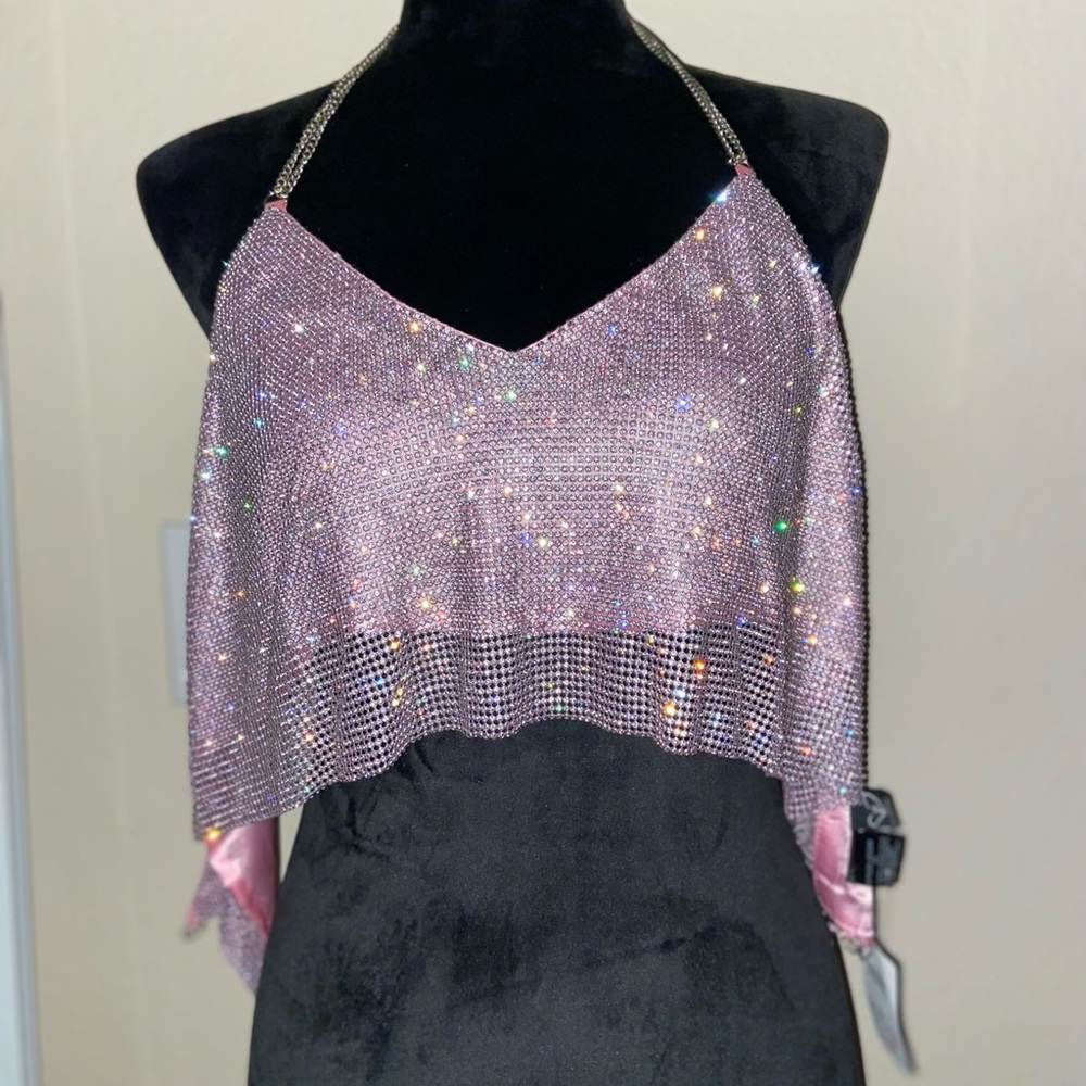 Light Pink Bedazzled Halter Top